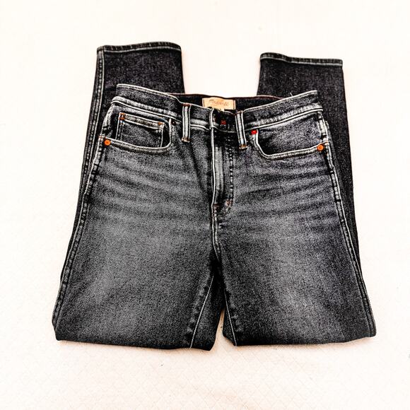 Madewell Stovepipe Straight Leg Dark Wash Denim Jeans Flexible Zip Fly Size 27 - Picture 4 of 11